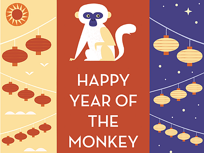 Year of the Monkey animals chinese new years design illustration lanterns midcentury midcentury modern monkey year of the monkey
