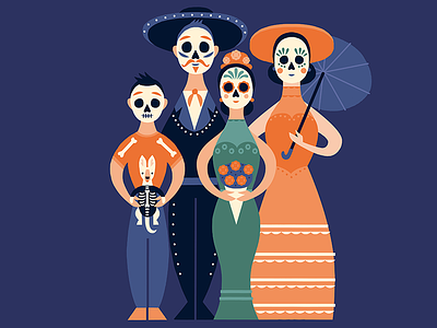 Calaveras Family calaveras day of the dead design dia de los metros halloween illustration mexican culture mexico portrait