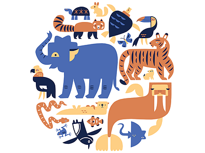 Wildlife Conservation Society animals aquarium branding design elephant illustration tiger vector wildlife zoo
