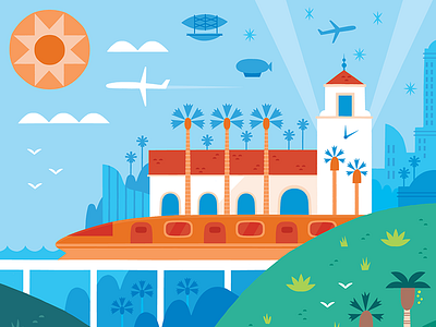 LA of the Future design editorial illustration illustration los angeles train travel