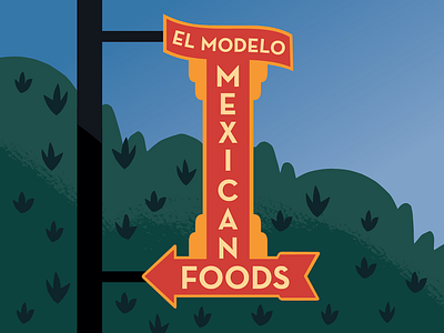 El Modelo Sign design illustration new mexico typography vintage lettering