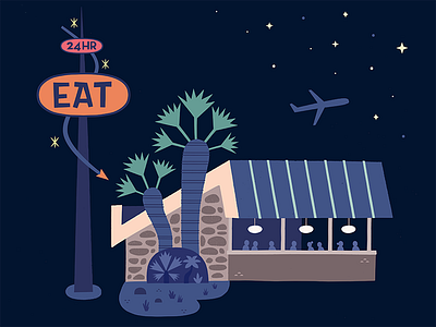 Googie Diner design illustration midcentury midcentury style travel travel illustration