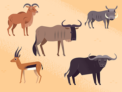 Assorted African Ungulates animal icons animals icons illustration nature spot illustration wildlife