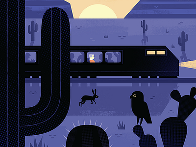 Sunset Limited animals desert editorial illustration illustration nature travel travel illustration