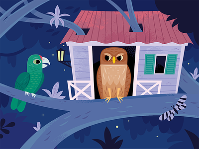 Iguaca and the Owl animals birds children book illustration childrens books illustration kids lit nature owl parrot vector wildlife