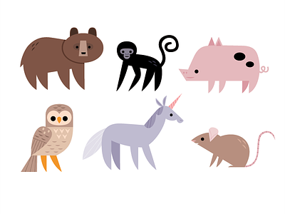 Animal Icons animals design icon icon design illustration logo monkey nature owl unicorn vector wildlife