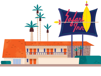 Safari Inn california design googie graphic design illustration midcentury travel vector