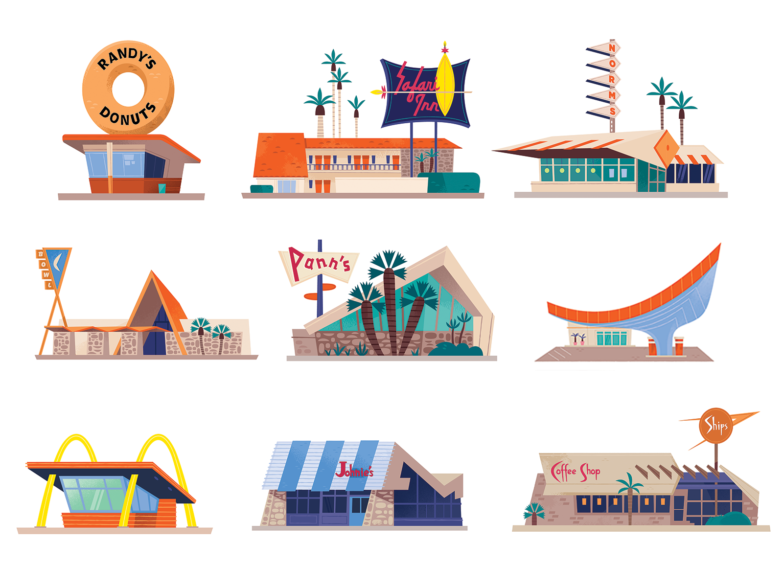 Googie Icons by Alexander Vidal on Dribbble