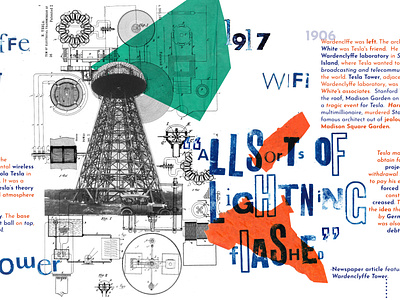The Life of Nikola Tesla double spread book design collage collage art design digital collage editorial editorial design experimental grundge letterpress nikola tesla textures typography victorian