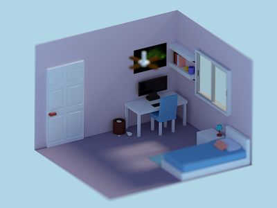 Low Poly: Small Room b3d blender blender3d cute isometric low poly render room