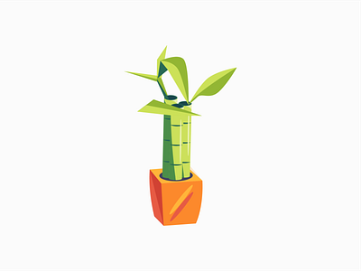 Bamboo 3d adobe illustrator bamboo daily design digital art green illustration minimal orange plant pot vector