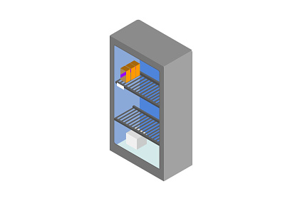 Corner Store Freezer Fridge 3d design fridge gravit gravit designer grey fridge isometric