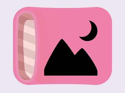 Pink Pillow Logo crescent moon design flat design gravit designer illustration moon mountain pillow pink shadow mountains shape striped