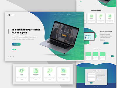 Interzone - web design agency agency blue design desktop figma gradient green homepage landing page laptop layer ui ux vector web