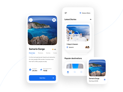 Travel App design destination app dribbble greece minimal mobile santorini tourism travel travel mobile app trip ui ux vacation