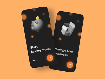 Finance App Onboarding 3d app bank banking dark design finance finance app finances fintech minimal mobile mobile app mobile app design mobile design ui ux