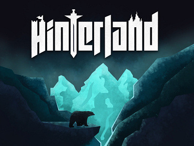 Hinterland Type Logo + Poster Design band bear castle cave concert design hinterland illustration iowa logo moutains music poster sword vector