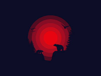 Lonely Sunset bear branding design forest illustration iowa logo photoshop sun vector