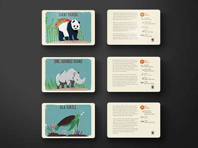 WWF Trading Cards design illustration iowa logo panda photoshop rhino sea turtle trading cards vector wwf zoo