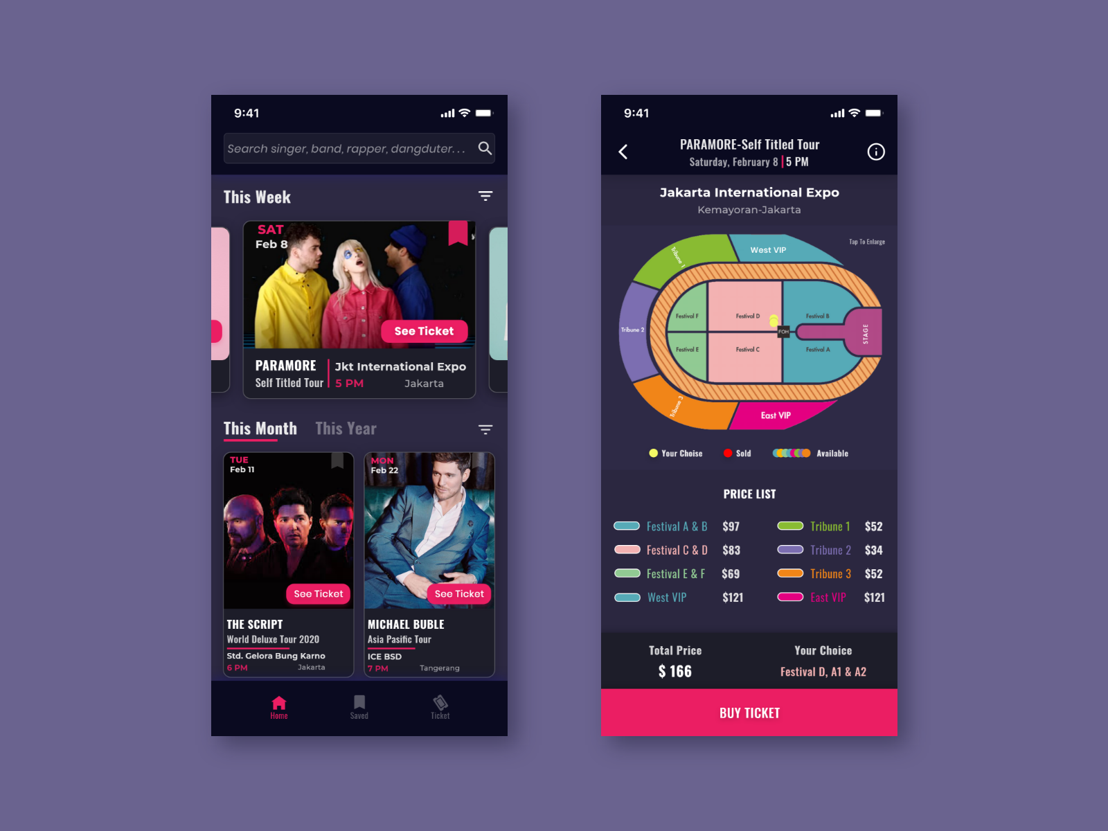 Concert Ticket App by Aji Prakoso on Dribbble