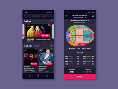 Concert Ticket App android app appdesign design designer ui ui design uiux user interface ux