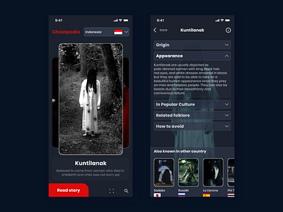 Ghostpedia App app appdesign dark app design designer ui ui design uiux user interface ux