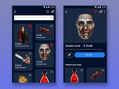 Halloween shop app android android app app dark app design designer ui uiux ux