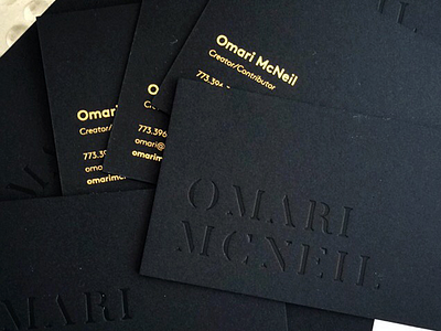 Omari Business Cards brand business business card card emboss foil gold letterpress logo logotype type
