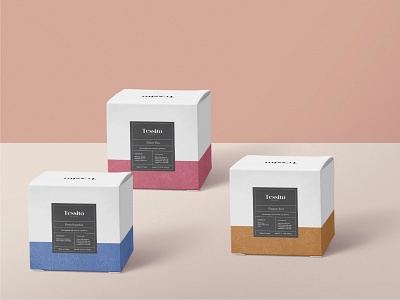 Tessito tea house packaging clean minimal packaging packaging design pastels tea