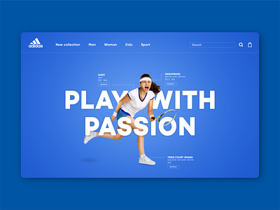 Adidas landing page flat ui ux web design