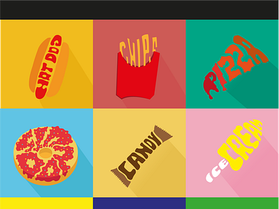 - Food Porn - adobe digital flat ilustrations ilustrator type vectors