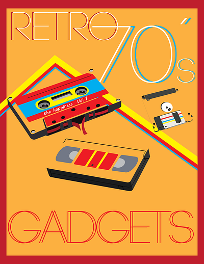 Retro 70s Gadgets adobe adobeilustrator art colors design digital digital work flat illustration illustrator ilustrations ilustrator type typography vector vectors