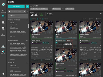 Events dark mode events search search results security camera sketch ux wireframe