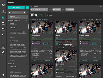 Events dark mode events search search results security camera sketch ux wireframe