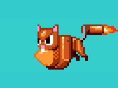 Flying Squirrel 16 bit acorn animation badnik gif pixel robot squirrel video game
