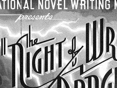The Night of Writing Dangerously 2014 black and white clouds deco lettering lightning noir pencil retro title card type vintage writing