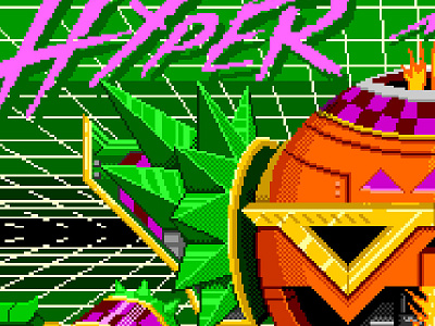 Hyper Scray! 16 bit 80s 90s bat halloween illustration lettering pixel pixel art pumpkin robot video game