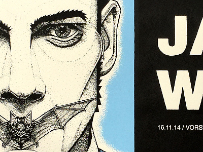 Jack White 2014 Tour: Brussels bat black brussels concert illustration ink jack white licorice poster silkscreen stipple tract