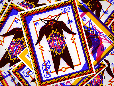 Exp. No.1 (Propriety) card illustration ink japanese lettering monster neo modernism neon offset poster print 適否