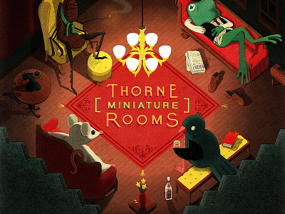 Thorne Miniature Rooms bird chicago cricket decor frog illustration lettering miniature mouse noir room texture