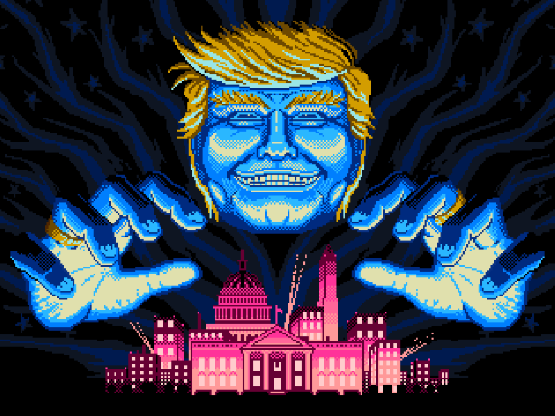 You Should Probably Vote 16 bit 2016 editorial election illustration pixel pixel art retro streets of rage trump video game washington