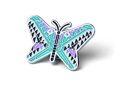 Flying Dino Enamel Pin butterfly dinosaur enamel enamel pin flair flat illustration jewelry object pin pin game product design