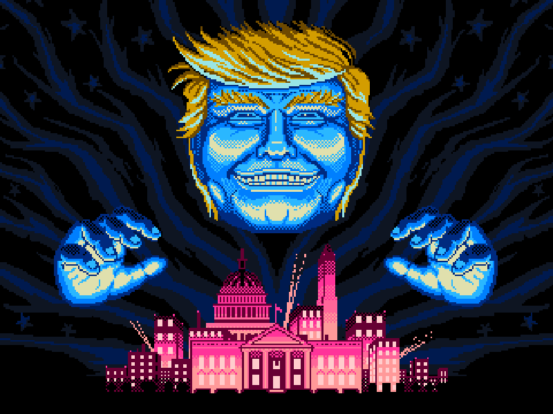 Short-Fingered Vulgarian 16 bit 8 bit andy gregg baby hands donald trump pixel art retro stumpy super trump washington white house