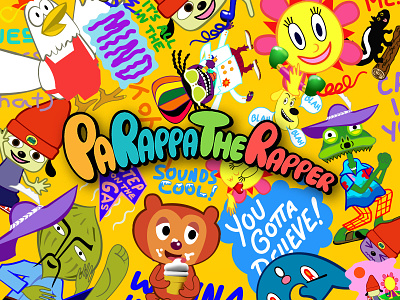 PaRappa Sticker Pack cartoon hip hop illustration imessage lettering parappa playstation ps1 sony stickers type video game