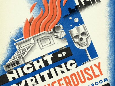 The Night of Writing Dangerously 2018 art deco bauhaus editorial illustration lettering nanowrimo national novel writing month noir the night of writing dangerously type typewriter writing