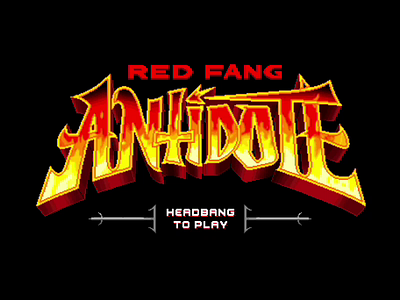 Antidote Title Screen 90s animation antidote headbang lettering logo motion pixel art red fang retro type video game