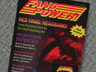 FANG POWER! 90s andy gregg design fang power lettering magazine metal nintendo nintendo power parody print red fang retro studio super
