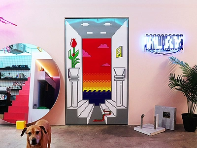 Mobile Battle Wall 90s andy gregg art studio decal design diy illustration interior design lex gregg loft mobile storage mural pixel art postmodern print storage studio studio space studio super wall