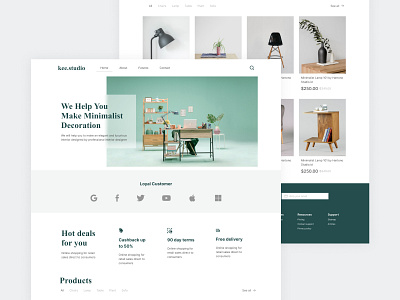 kee.studio - Decoration Online Shop Landing Page branding decoration design furniture marketplace minimal shoping studio ui uidesign