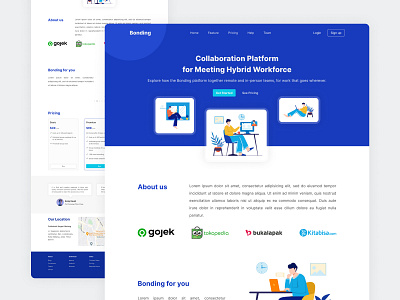 Bonding - Web Conference Landing Page branding design illustration landingpage minimalist ui uidesign userinterface webdesign websitedesign